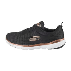 Skechers Flex Appeal 3.0 - Chaussures pour Femme en Noir/Or Rose - Taille 36, Style Confortable et Décontracté.