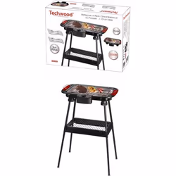 Barbecue Electrique sur Pieds ou de Table Noir et rouge Acier et chrome 2000W
