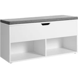 Vasagle - Banc à chaussures, Banc de rangement, avec 2 compartiments ouverts et 1 compartiment fermé, Étagère à chaussures, siège rembourré, pour