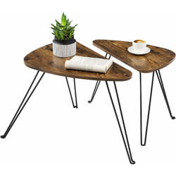 Songmics - vasagle Lot de 2 Tables d'appoint, Tables gigognes, Tables basses, pour salon, salle à manger, chambre, style industriel, Marron Rustique