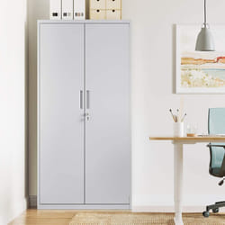Songmics - Armoire de rangement en acier OMC015G01 - Double porte - 5 niveaux - Placard de bureau - Pour garage, bureau - Robuste - Gris