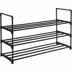 Caractéristiques produit: Rack à chaussures à 3 étagères: 12 à 15 paires chaussures Organisateur de chaussures en métal, faci ...