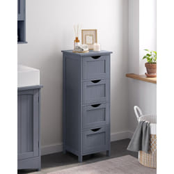 Songmics - Meuble de Salle de Bain avec 4 tiroirs, Commode, 30 x 30 x 82 cm, Gris