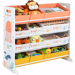 Description générale Cette étagère à jouets avec des motifs d'animaux marins est conçue pour stimuler l'autonomie de votre en ...