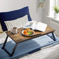 Table de lit, Support pour Ordinateur Portable Jusqu’à 14,3 Pouces, Plateau de Service Petit-déjeuner, pour droitier et gaucher, avec Pieds