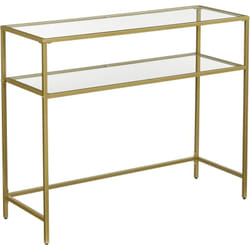 Vasagle - Table Console, Table d'entrée, Bout de canapé, Dessus de Table en Verre trempé, Cadre métallique, 2 Niveaux, Pieds réglables, pour Salon,