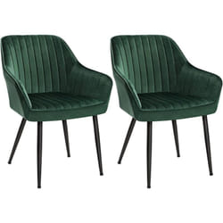 Songmics - Chaise Salle à Manger, lot de 2, Chaise de Cuisine, Fauteuil en Velours, Rembourrée, avec Accoudoirs, Charge Max. 120 kg, Pieds en Métal,