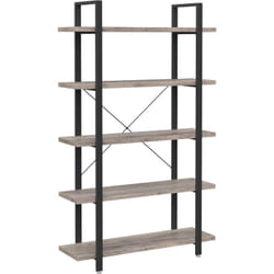 Songmics - vasagle Bibliothèque, Étagère de Rangement à 5 Niveaux, Stable, Style Industriel, Montage Facile, pour Salon, Chambre, Bureau, Grège et