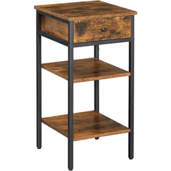 Une meilleure table de chevet : La surface boisée marron et l'ambiance rustique attirent les regards et les cadres noirs mâts ...