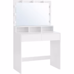 Description générale Cette coiffeuse moderne est équipée d'un grand miroir entouré de 9 LED à luminosité réglable, parfait po ...