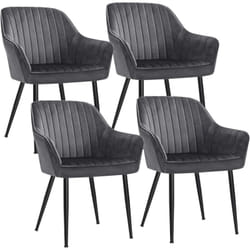 Songmics - Chaise Salle à Manger, lot de 4, Chaise de Cuisine, Fauteuil en Velours, Rembourrée, avec Accoudoirs, Charge Max. 120 kg, Pieds en Métal,