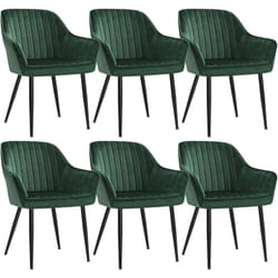 Chaise Salle à Manger, lot de 6, Chaise de Cuisine, Fauteuil en Velours, Rembourrée, avec Accoudoirs, Charge Max. 120 kg, Pieds en Métal, pour Salle
