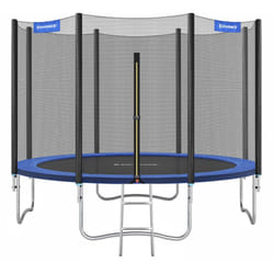 Songmics - Trampoline ø 366 cm pour Enfants, Filet de Protection, Coussins de Sécurité, Échelle, Poteau Droit de 180 cm de Haut, Cadre en Acier,