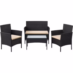 La vie en plein air, avec style : Avec son design et ses pieds solides en metal, cet ensemble de mobilier de jardin moderne s ...