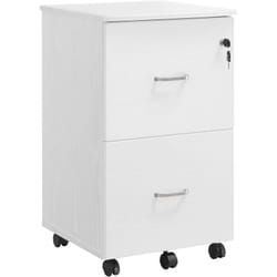 VASAGLE Caisson de Bureau Mobile, avec Serrure, 2 Tiroirs, Système de Blocage des roulettes, Rails de Suspension Réglables, Blanc par SONGMICS