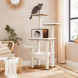 Description générale Avec son design élégant en marron rustique et blanc, cet arbre à chat de 138 cm s'intègre harmonieusemen ...
