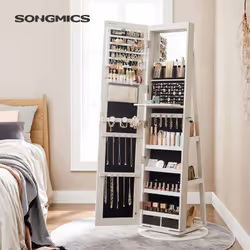 Description générale Cette armoire à bijoux élégante et fonctionnelle est conçue avec un miroir sans cadre de 37 x 155 cm, vo ...