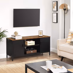Description générale Apportez une touche rustique et une atmosphère relaxante à votre intérieur avec ce meuble TV, qui devien ...