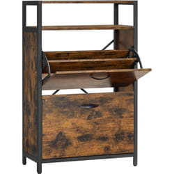 Vasagle - Meuble à Chaussures avec 2 Abattants, Meuble de Rangement, Compartiment Ouverts, Séparateurs Réglables, pour Entrée, 8-12 Paires, 60 x 30 x