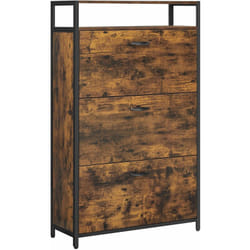 Songmics - vasagle Meuble à Chaussures, Meuble de Rangement avec 3 Abattants, Compartiment Ouverts, Séparateurs Réglables, pour Entrée, 15-24 Paires,
