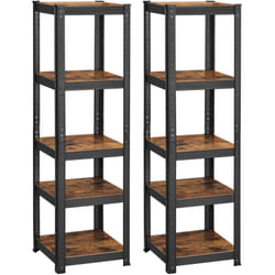 Lot de 2, Rayonnage à 5 Niveaux, 37 x 37 x 150 cm, Étagère de Rangement Capacité 400 kg, Planches Réglables, Style Industriel, pour Cuisine, Salon,