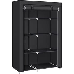 Armoire à Vêtements, Penderie, 2 Tringles à vêtements, 6 Niveaux, Tissu Non-tissé, Cadre Métallique, 45 x 105 x 168 cm, pour Chambre, Couloir,