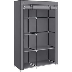 Armoire à Vêtements, Penderie, 1 Tringle à Vêtements, 6 Niveaux, Tissu Non-tissé, Cadre Métallique, 45 x 105 x 168 cm, pour Chambre, Couloir,