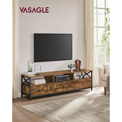 Songmics - Meuble tv pour Télévision jusqu'à 75 Pouces, Banc Télé avec 3 Tiroirs, 40 x 178 x 50 cm, Style Industriel, Cadre en Acier - Marron