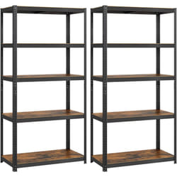 Lot de 2, Rayonnage Étagères charge lourde métallique,200 x 100 x 50cm - Noir et Marron Rustique GLR050B12