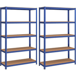 Songmics - Lot de 2, Rayonnage Étagère à 5 Niveaux, 200 x 120 x 60 cm, Capacité 875 kg (175 kg/niveau) - Bleu GLR060Q02