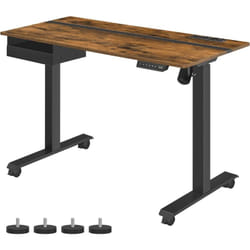 VASAGLE Bureau Électrique Réglable en Hauteur, Bureau Assis-Debout, Surface 60 x 120 cm, Réglable en Continu, Fonction Mémoire de 4 Hauteurs, Marron