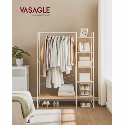 Description générale Porte-manteau multifonctionnel, ce meuble d’entrée est équipé d'une tringle, d'un porte-chaussures, de 5 ...