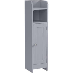 Songmics - Meuble de Salle de Bain, Armoire d'Angle avec Porte et Étagères, pour Papier Toilette, 18 x 20 x 80 cm, Gris Mystique