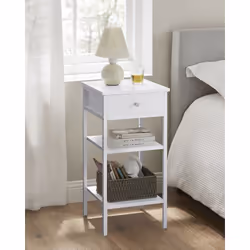 [Style moderne] Le design moderne de cette table de chevet, avec sa couleur blanche et son aspect contemporain, est accentué  ...