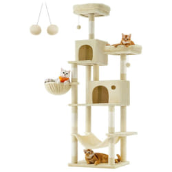Songmics - Arbre à Chat, Hauteur 199 cm, Grande Tour de Jeux, Housses de Plate-forme Amovibles, Multi-niveaux, avec Poteaux à Griffer, Large Niche,