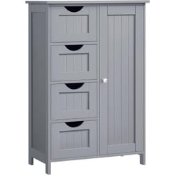 Songmics - Meuble Salle de Bain Rangement avec 4 Tiroirs, 55 x 30 x 82 cm, Placard avec Porte, Étagère Réglable, Gris Mystique