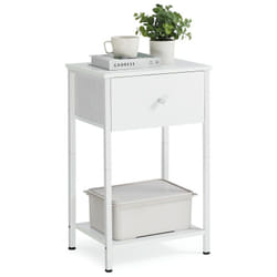 Songmics - Table de Chevet, Table d'Appoint avec Tiroir en Tissu, 38 x 28 x 61 cm, avec Étagère de Rangement, Blanc