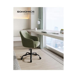 Songmics - Chaise de Bureau, Fauteuil Ergonomique, Siège Pivotant, Réglable en Hauteur, Capacité de Charge 110 kg, Cadre en Acier, Tissu en Coton-Lin