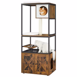 [Arbre à chat à 4 niveaux] Une véritable maison pour chats. Avec une plateforme en hauteur, une niche, un poteau en sisal, un ...