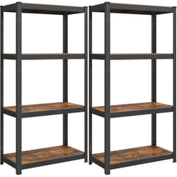 Rayonnage à 4 Niveaux, Lot de 2, 40 x 80 x 160 cm, Capacité 520 kg, Étagère de Rangement, Planches Réglables, Style Industriel, Marron Rustique et