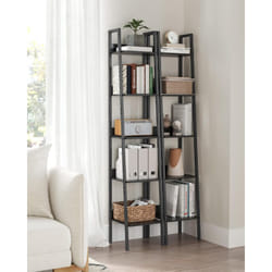 Songmics - vasagle Étagère Échelle, Bibliothèque à 5 Niveaux, Meuble de Rangement sur Pied, Bureau, Salon, Chambre, Cuisine, Style Industriel, Noir