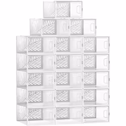 Accès facile Ces boîtes transparentes avec portes vous permettent de trouver et d'attraper facilement vos chaussures. Facile  ...
