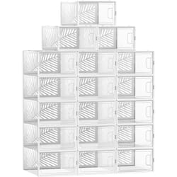 Songmics - Boîte à Chaussures Transparent, Lot de 18, Boîte de Rangement, Pointure 44, Empilables, pour Collections de Baskets, Talons Hauts,