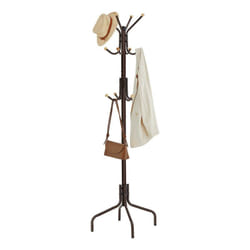 Songmics - Porte-manteau sur Pieds, avec 12 Crochets, 4 Pieds, pour Manteaux, Chapeaux, Sacs, pour Entrée, Chambre, Bureau, Marron