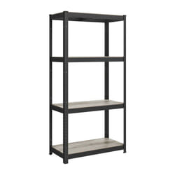Tagère de Rangement à 4 Niveaux, 40 x 80 x 160 cm, Capacité 520 kg, Planches Réglables, Style Naturel, pour Cuisine, Salon, Grège et Noir - Songmics