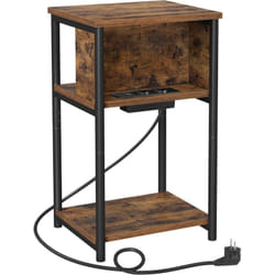 Songmics - vasagle Table d'Appoint , Petite Table de Chevet avec Multiprise, Fin, 2 Prises ca, 2 Ports usb, 30 x 34 x 58 cm, pour Salon, Chambre,