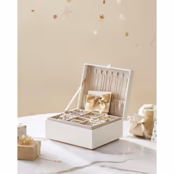 [Élégance et design original] Cette boîte à bijoux en blanc et doré est élégante. La poignée en métal a été spécialement faço ...
