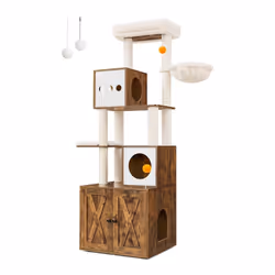 Description générale L'arbre à chat moderne en marron rustique et blanc s'intègre facilement dans la plupart des styles de ma ...