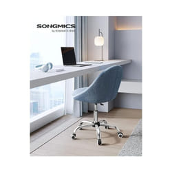 Chaise de Bureau, Fauteuil Pivotant, Siège Confort, Rembourrage en Mousse, Réglable en Hauteur, pour Bureau, Chambre, Bleu