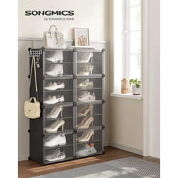 Songmics - tagère à Chaussures 8 Compartiments, Étagère de Rangement Modulable, Compartiment de 30 x 40 x 30 cm, avec Porte, Cadre en Acier, Panneaux